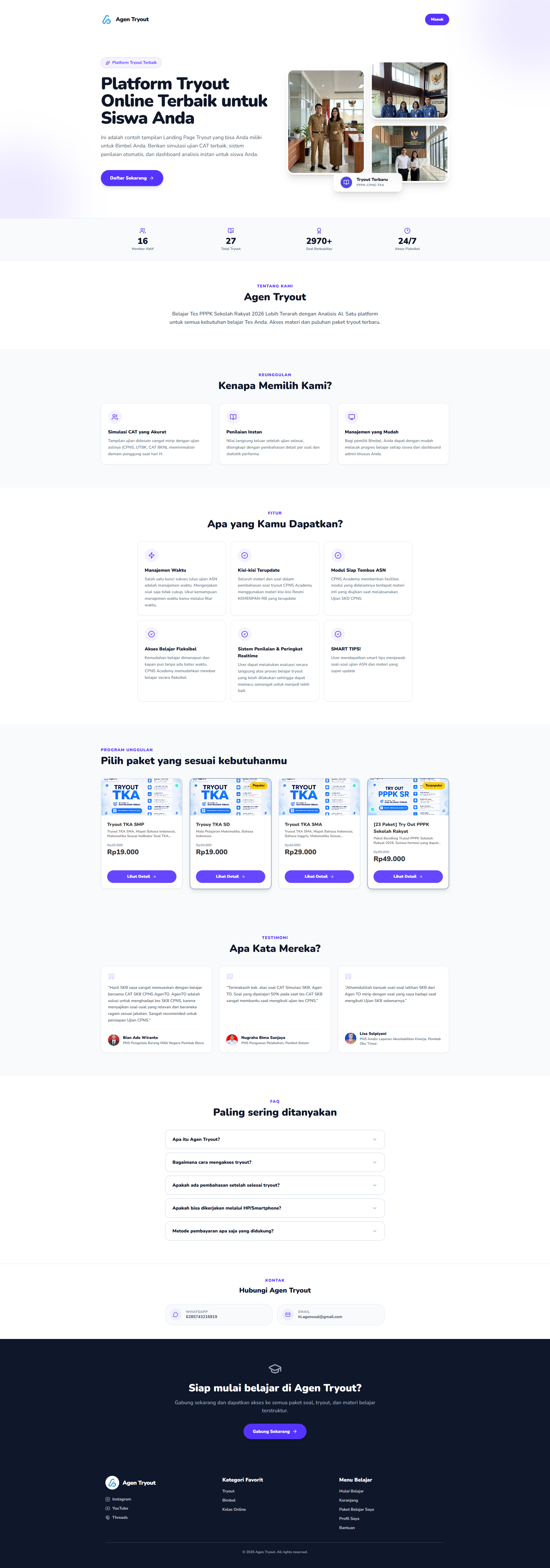 Plan Bimbel: Subdomain brand sendiri